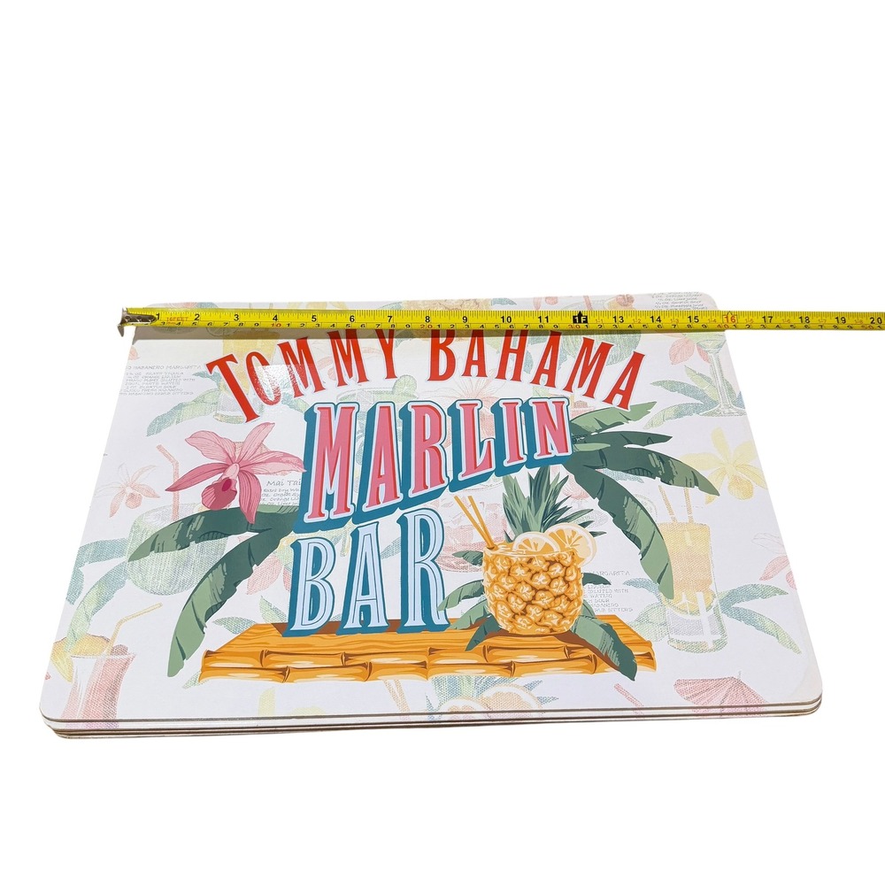 Tommy Bahama Marlin Bar Cork Back Placemats Set of 4 Tropical Pineapple 16x11.5 - Picture 4 of 5